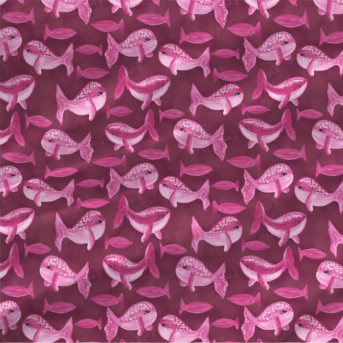 Childrens fabric print - Ocean Wisdom in Cerise colorway Childrens fabric print - Ocean Wisdom in Cerise colorway