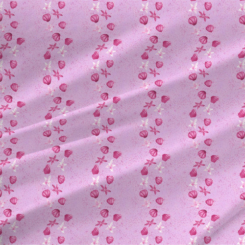 Childrens fabric print - Beach Walk in Cerise colorway.