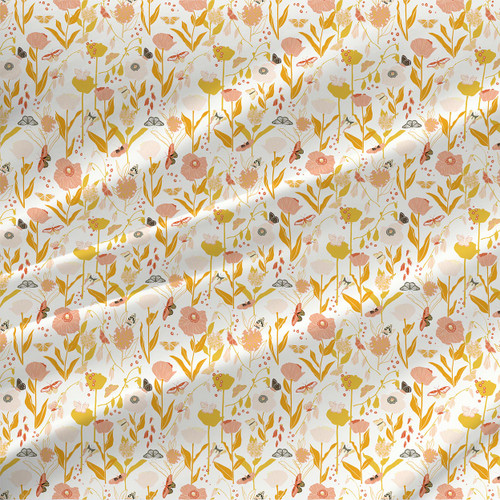 Floral fabric print - Butterfly Garden Mini in Orange Cream Floral fabric print - Butterfly Garden Mini in Orange Cream