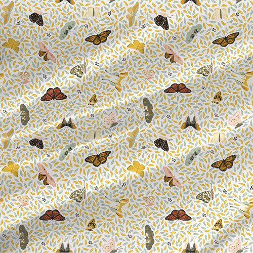 Floral fabric print - Butterfly Collection in White colorway Floral fabric print - Butterfly Collection in White colorway