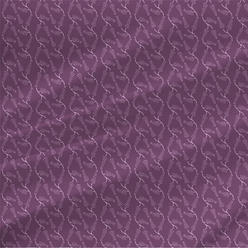 Brock Plum abstract fern fabric by the yard with lavender curling fronds on a deep plum ground