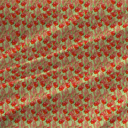 Nunzia Crystallium Mini Ruby small-scale lantern flower botanical fabric by the yard