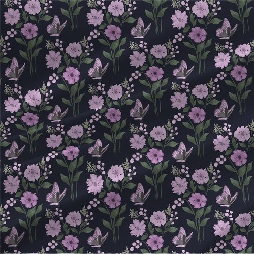 Floral fabric print - Butterfly Bouquet in Violet Vista Floral fabric print - Butterfly Bouquet in Violet Vista