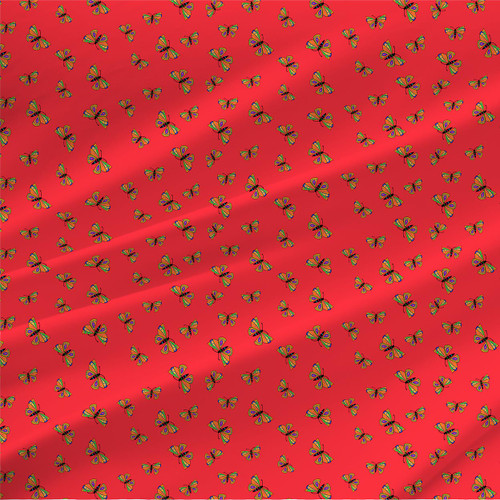 Abstract fabric print - Autumn in Orange and Red colorway.