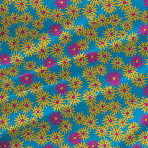 Adele Grande floral fabric in Yellow Blue with oversized golden-yellow and pink flowers on a teal-blue ground