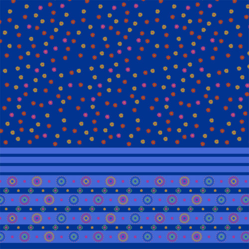 Zellij Border in Yellow Pink Orange and Blue colorway. Zellij Border in Yellow Pink Orange and Blue colorway.