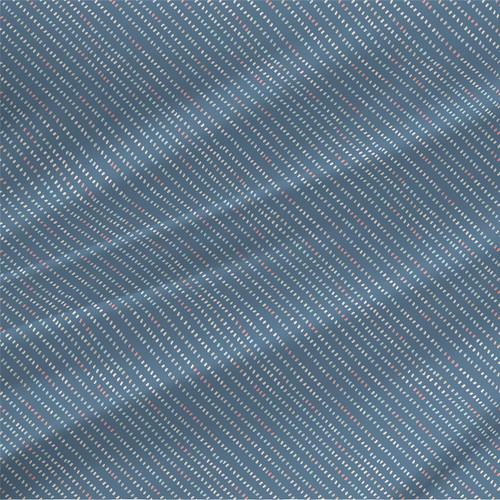 Willow Steel abstract diagonal dash stripe fabric in slate blue, cream, blush, aqua, and gray
