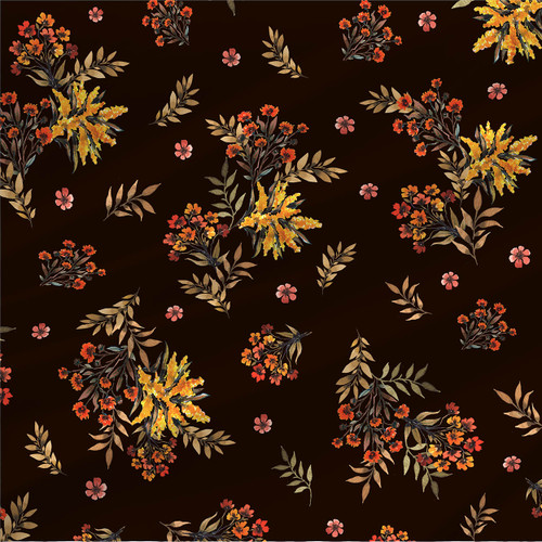 Floral print fabric - Bronzebloom in Chocolate colorway