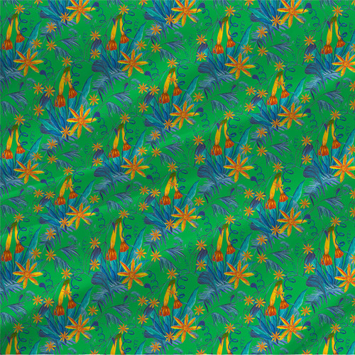 Tropical print fabric - Botanical Casularis in Emerald colorway