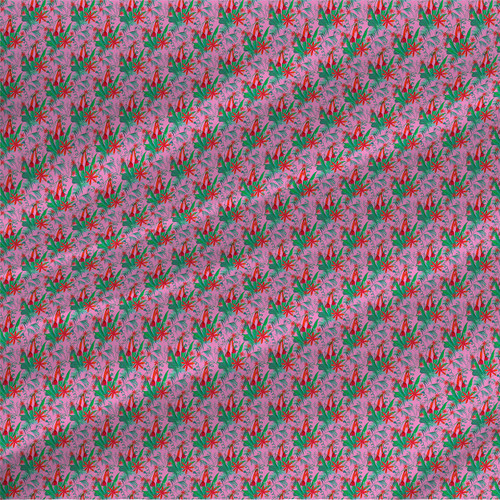Tropical print fabric - Botanical Capsularis Mini in Rose colorway