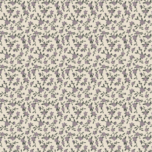Forget Me Nots floral fabric by the yard in Purple colorway.