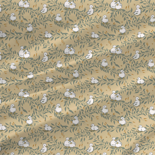 Ducklings and Butterflies animal print fabric by the yard in Autumn colorway.