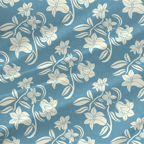 Lily Damask Grande floral fabric by the yard in Off White on Teal colorway.