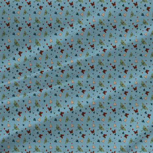 Floral print fabric - Moths in Flight in Blue Multi Floral print fabric - Moths in Flight in Blue Multi