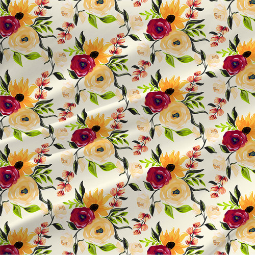 Floral print fabric - Blossom Elegance in Sunlit Romance Floral print fabric - Blossom Elegance in Sunlit Romance