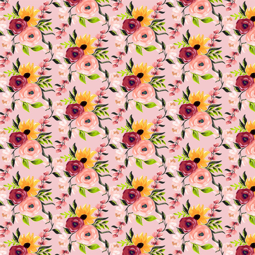 Blossom Elegance floral fabric by the yard in Ember Garden colorway.