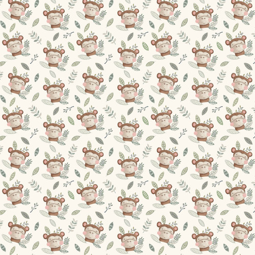 Baby Monkey fabric by the yard in Cream colorway.