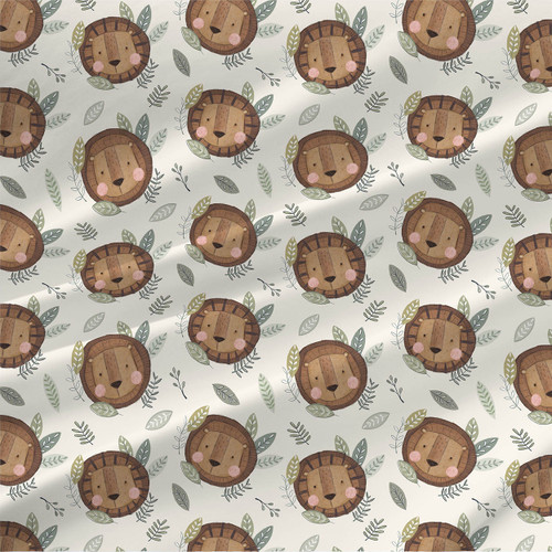 Childrens fabric print - Baby Lion in Cream Childrens fabric print - Baby Lion in Cream