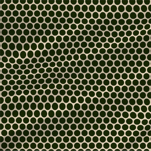 Dot Hive geometric fabric by the yard with deep green dots on a soft cream ground