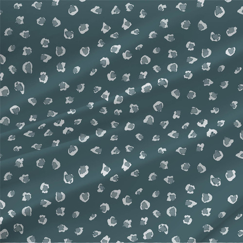 Wet Sand coastal fabric by the yard with white and blue-gray shell shapes on a deep blue-gray ground