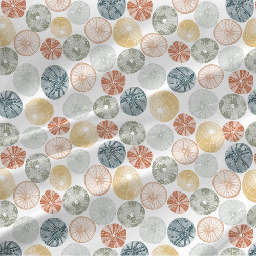 Sea Urchin fabric by the yard in Orange colorway.
