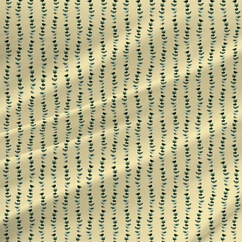 Eucalyptus leaf stripe fabric by the yard in Butter Yellow colorway.