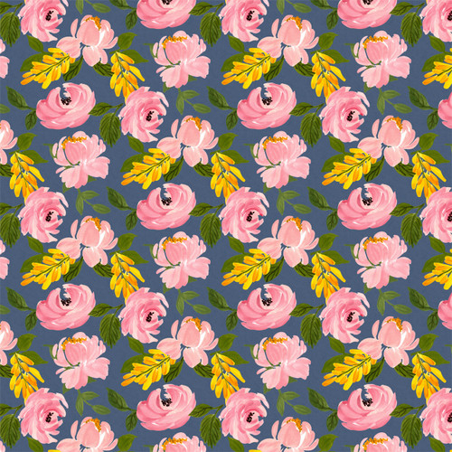 Painters Garden floral fabric by the yard in Coastal Serenity colorway.