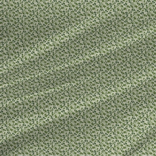 Windborne Leaves fabric by the yard with small leafy botanical sprigs in Coastal Serenity, Farmers Market, and Maximalist colorways.