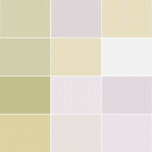 Bee Balm Mini Green Faded Fat Quarter Bundle - 12 coordinating prints in muted greens, gentle pinks, warm golden yellows, and airy creams. Bee Balm Mini Green Faded Fat Quarter Bundle - 12 coordinating prints in muted greens, gentle pinks, warm golden yellows, and airy creams.