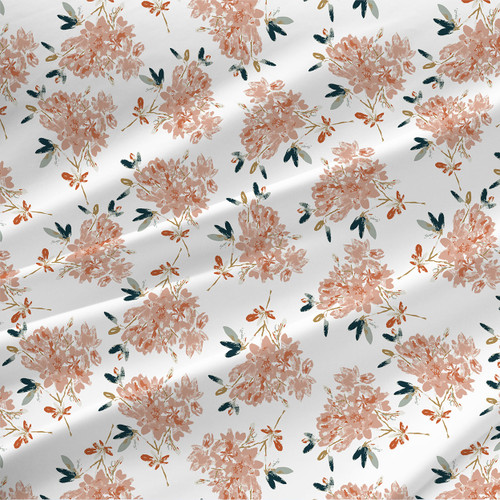 Rhodie floral fabric by the yard in Blush colorway.