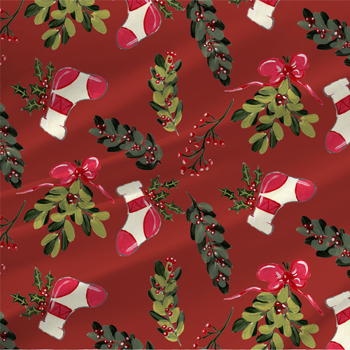 Mistletoe & Stockings in Christmas Red Grande
