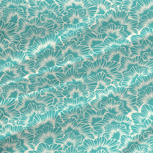 Cali – Turquoise – tropical botanical fabric by the yard