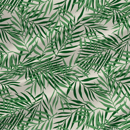 Tropical print fabric - Palm in green on linen background Tropical print fabric - Palm in green on linen background