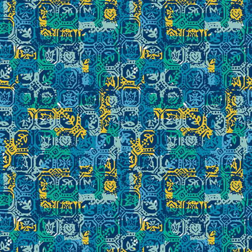 Patchwork – Blue – abstract plaid fabric by the yard