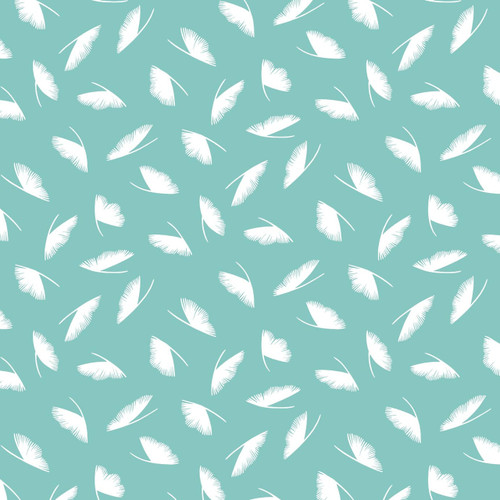 Ploom – Aqua – feather fabric by the yard