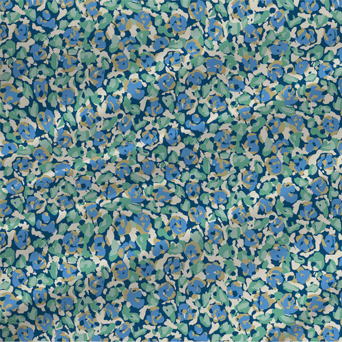 Posy – Blue – painterly floral fabric by the yard