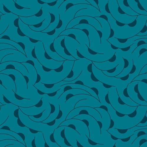 Ric Rac – Teal – modern scallop floral fabric by the yard