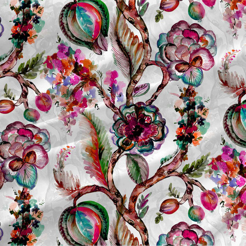 Evvie – Original – watercolor floral botanical fabric by the yard