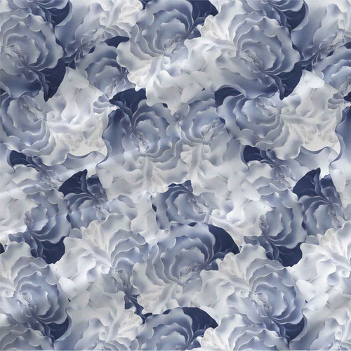 Waves – Blue – Dimensional floral fabric by the yard