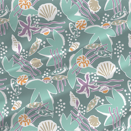 Tropical print fabric - Aquatic in Ripple colorway