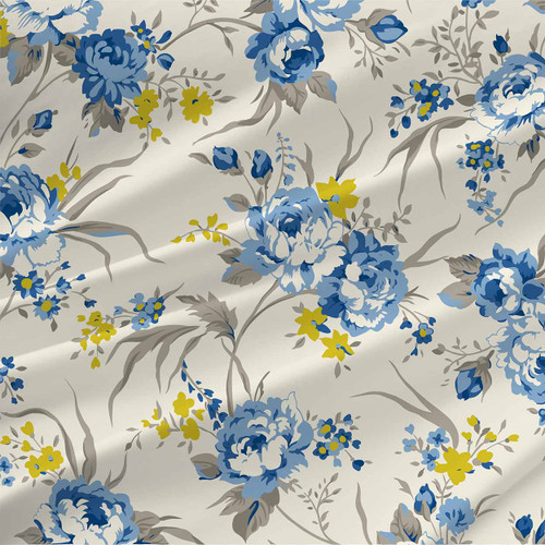 Hannah – Azure – Romantic Floral Fabric by the Yard