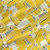 Tilt abstract geometric fabric in Marigold with yellow layered shapes