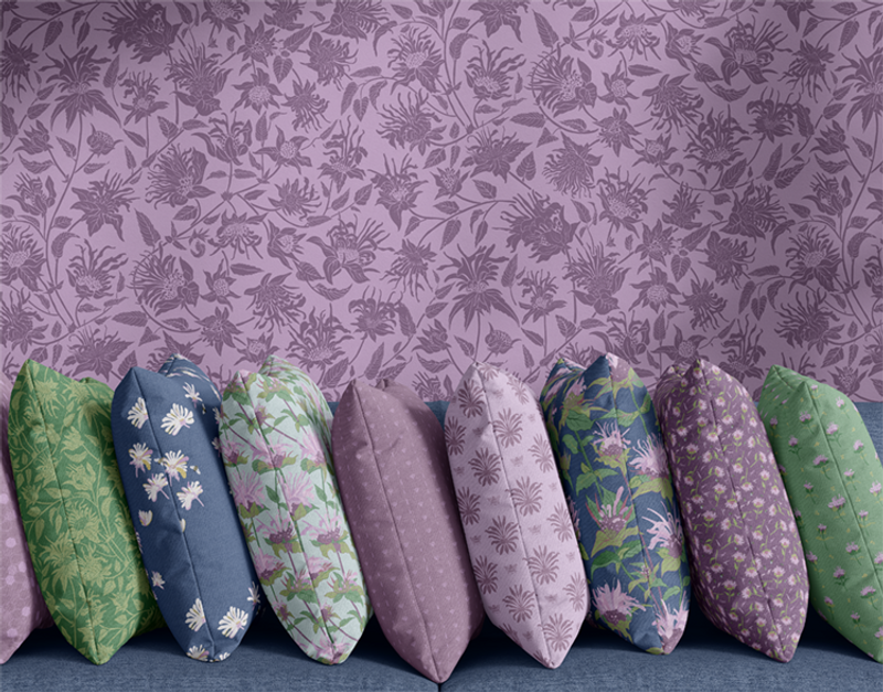 Bee Balm in Bloom Floral Fabric Collection Bee Balm in Bloom Floral Fabric Collection