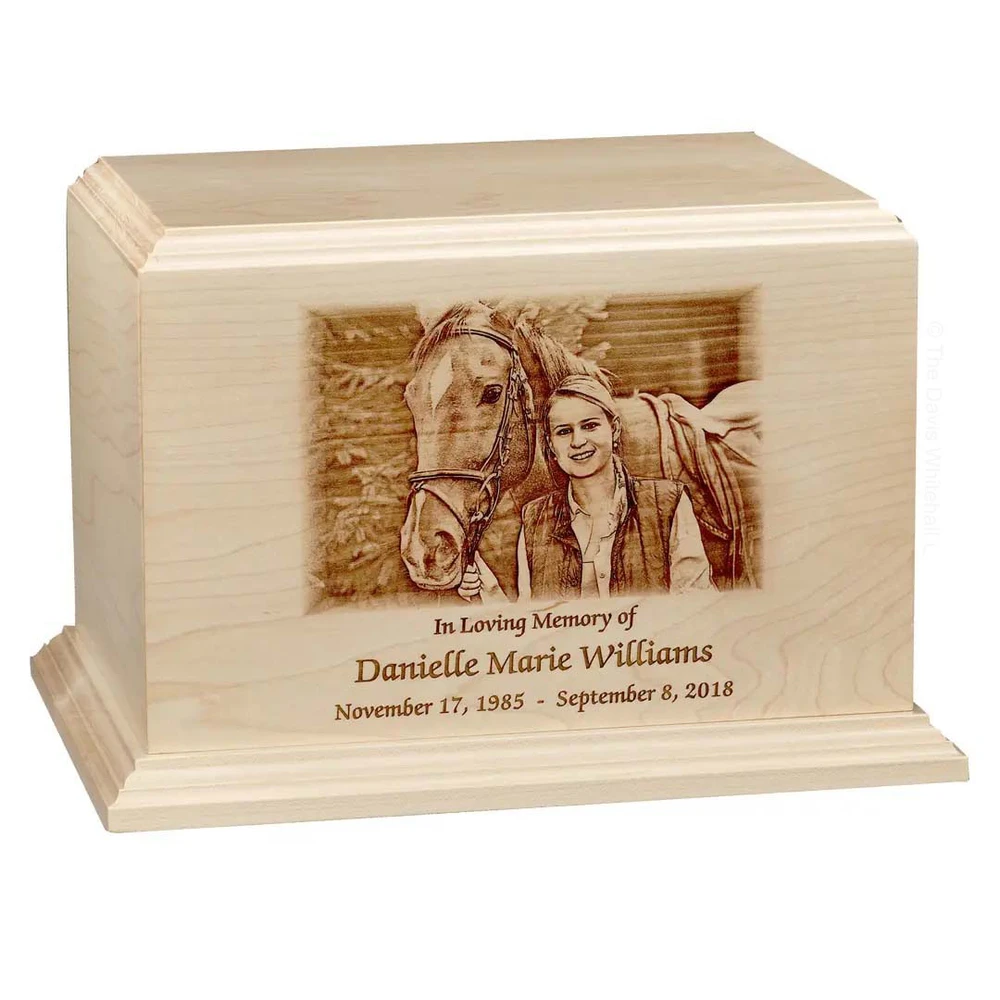 A Premier horizontal photo urn engraved with family photographs