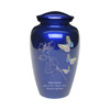 Exquisite Mother of Pearl Butterflies Blue Urn