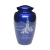 Exquisite Mother of Pearl Lighthouse Blue Urn