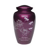 Exquisite Mother of Pearl Dragonflies Burgundy Urn