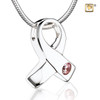 Pendant Awareness Rhodium Plated with Pink Crystal