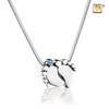 Pendant Baby Feet Rhodium Plated with Blue Crystal