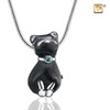 Pendant Princess Cat Midnight Enamel Rhodium Plated with Sappphire Swarovski Crystal